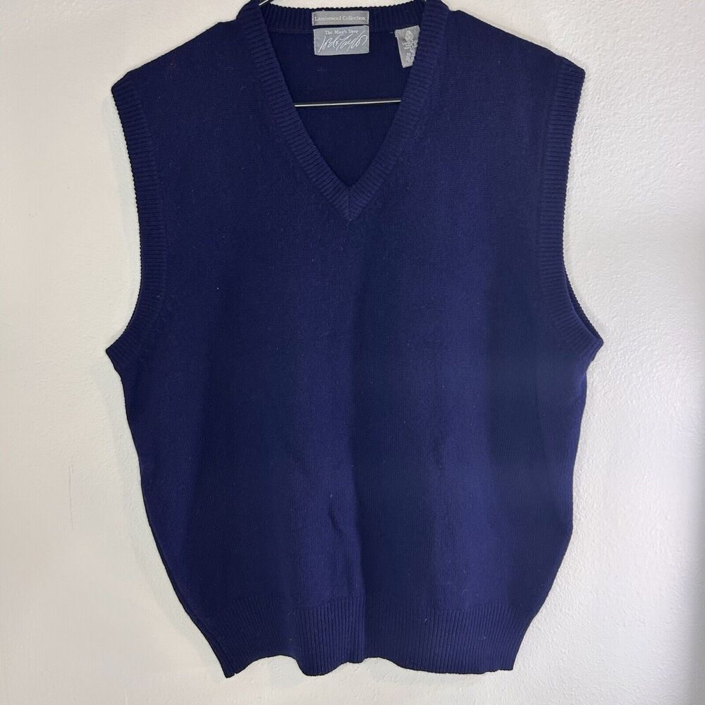 Lord & Taylor Men's KniBlue 100% LambsWool Collection Sweater Vest XL LambsWool.